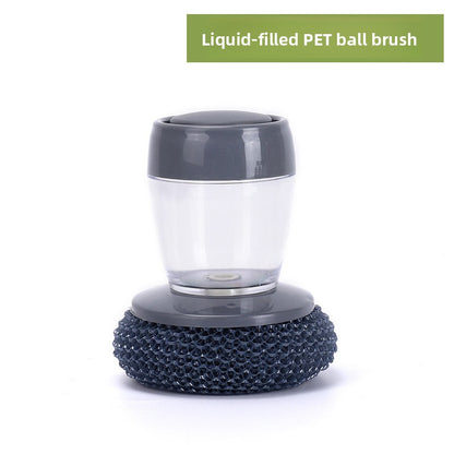 Automatic Liquid Dispensing Pot Cleaning Brush with Steel Wool