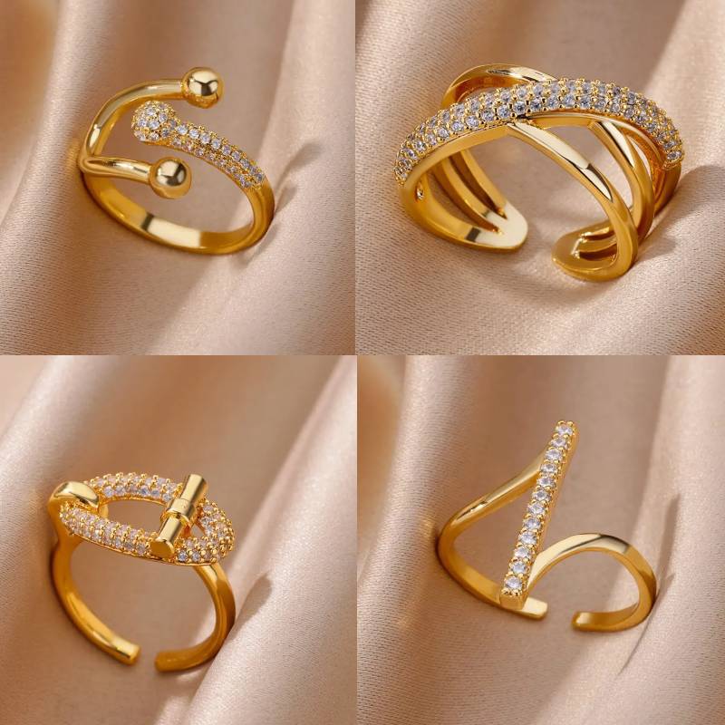 Gold Plated Zircon Open Ring