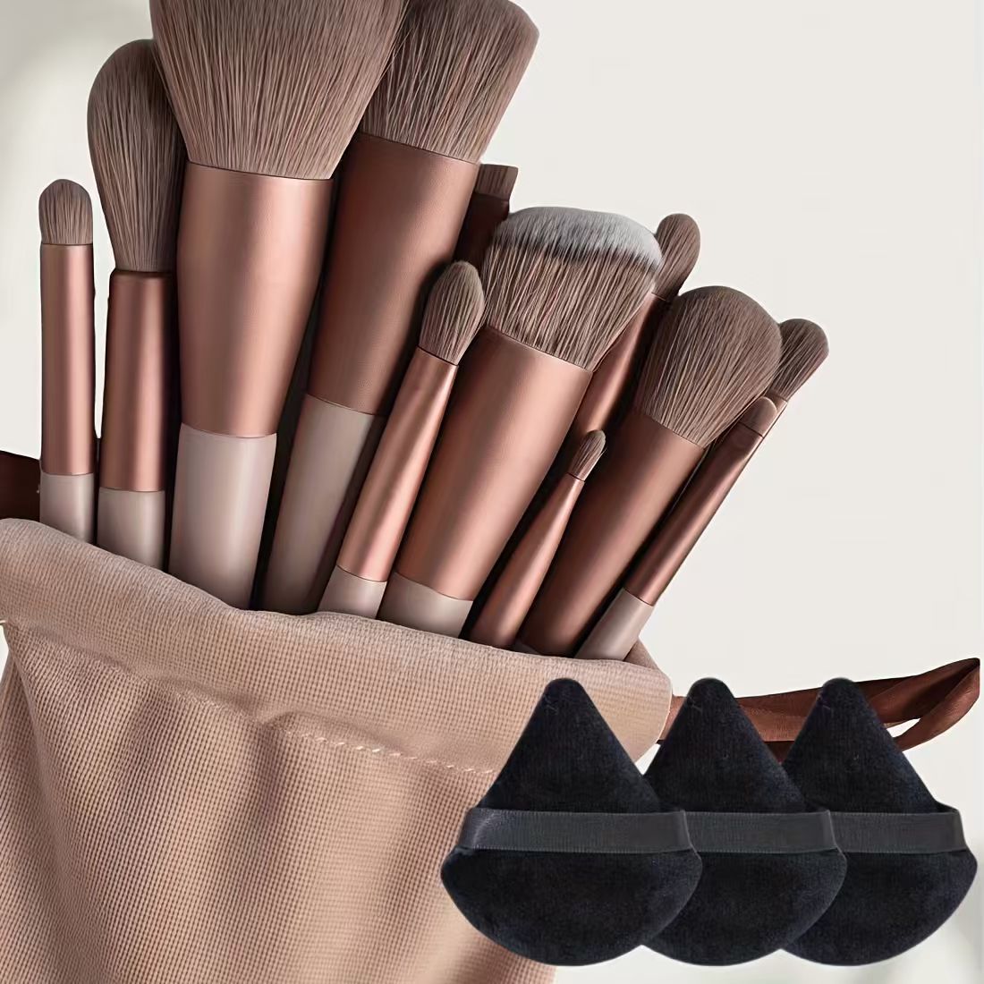 13-Piece Makeup Brush Set with Powder Puff and Sponge