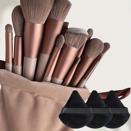 13-Piece Makeup Brush Set with Powder Puff and Sponge