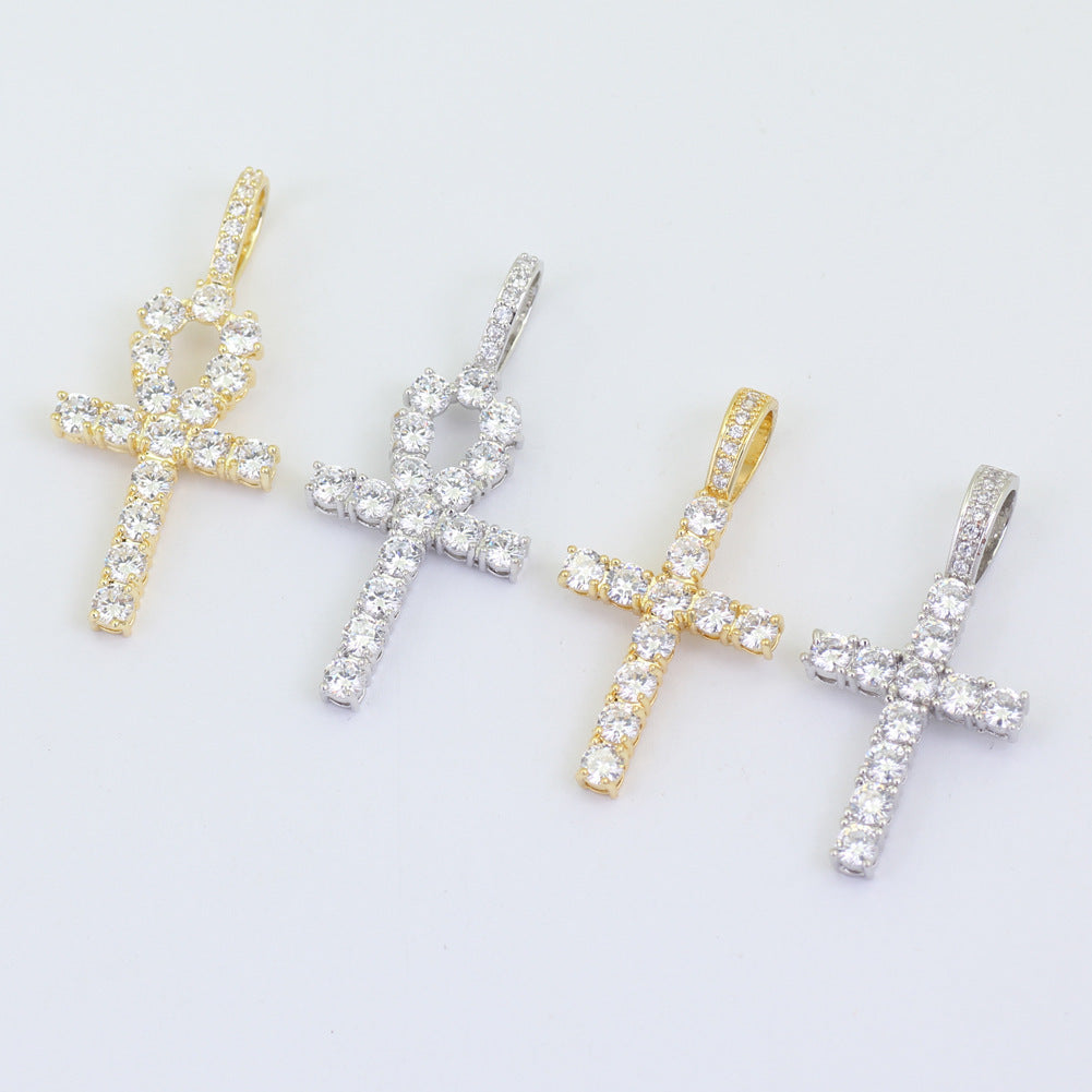 Men's zirconium cross pendant necklace