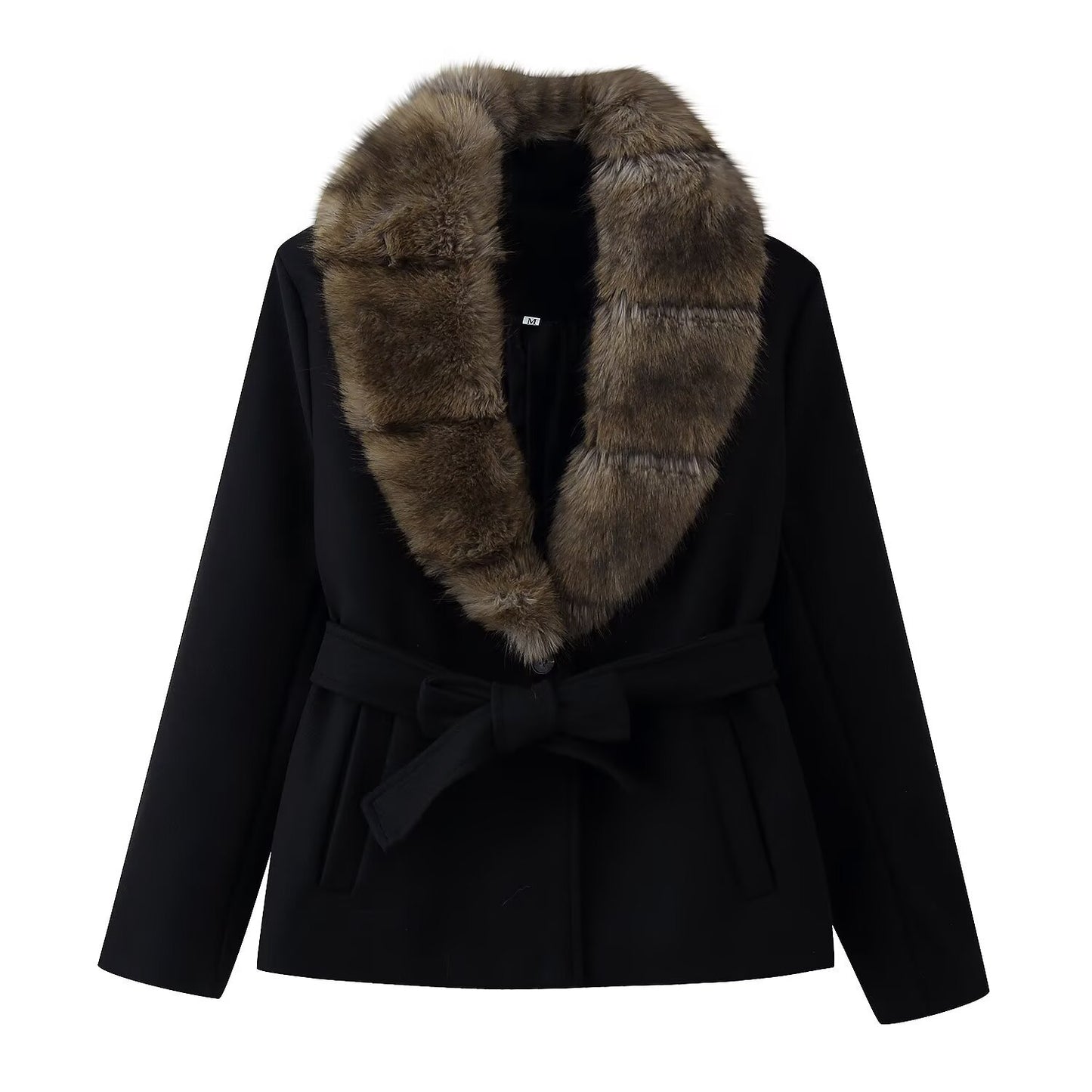 Womens Faux Fur Collar Coat