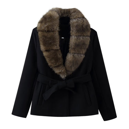 Womens Faux Fur Collar Coat