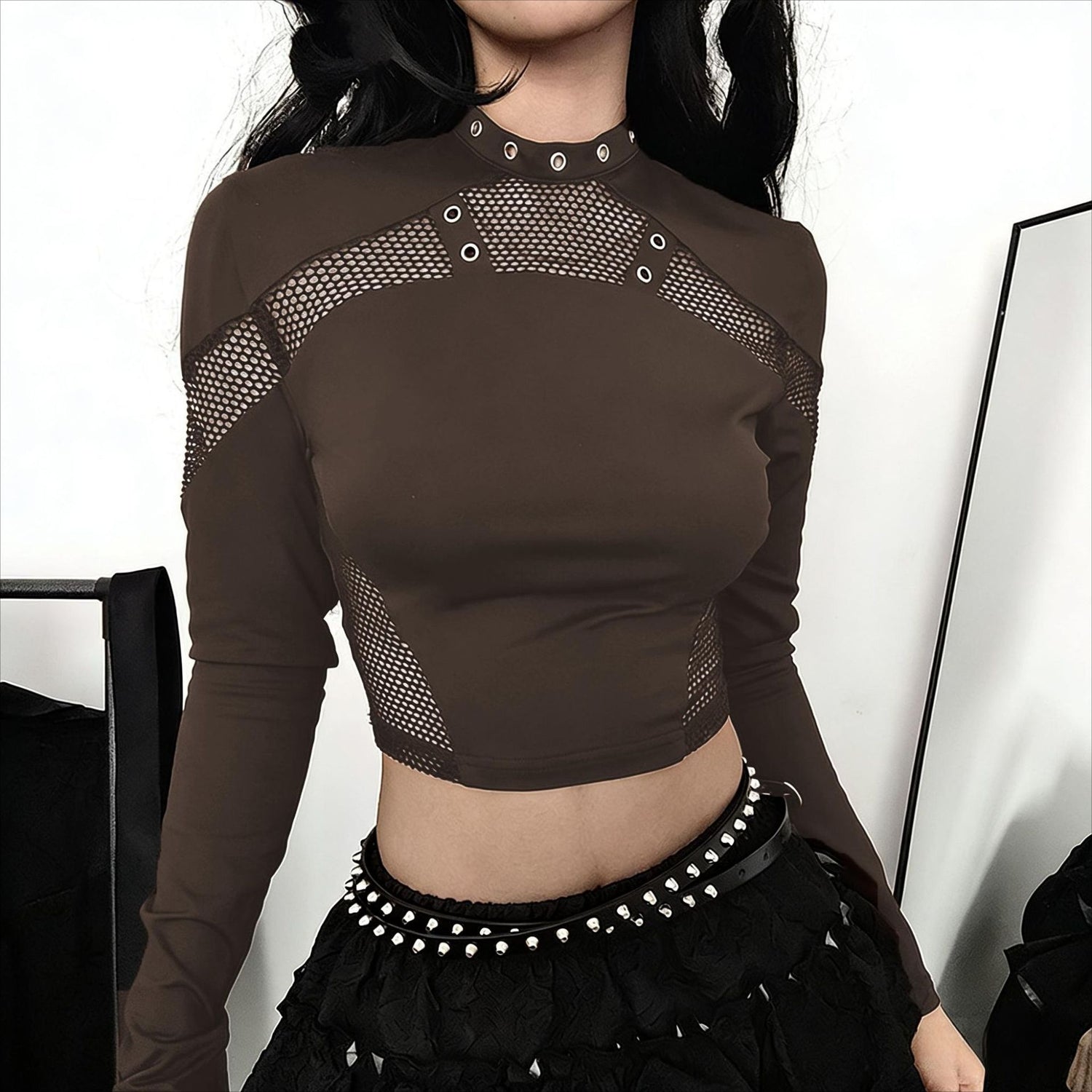 Punk Mesh Long Sleeve Top