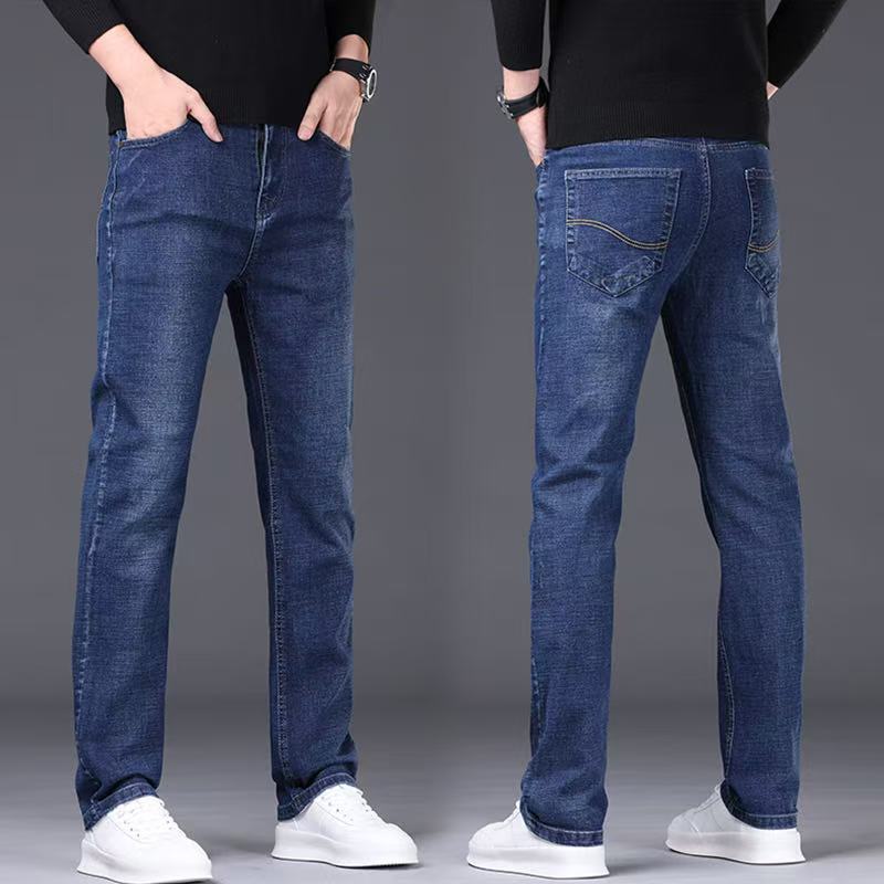 Mid-Waist Stretch Denim Trousers