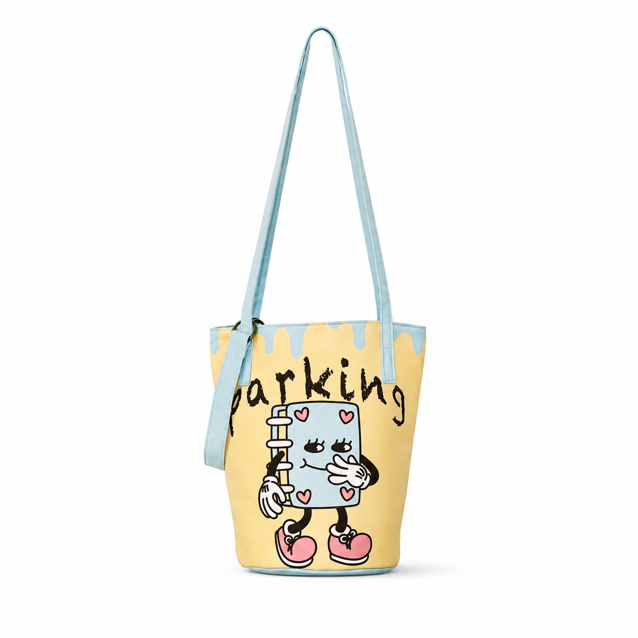 Printed Canvas Crossbody Bucket Bag