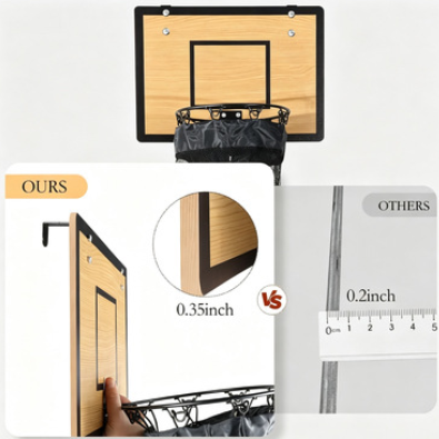 Wall Mounted Basketball Hoop Frame Wooden Laundry Basket