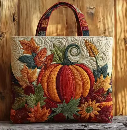 Handmade Embroidered Quilted Tote Bag with Jungle Animal and Book Patterns