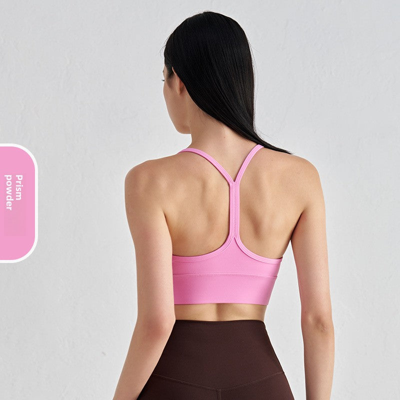 Y-shaped sheer sports bra