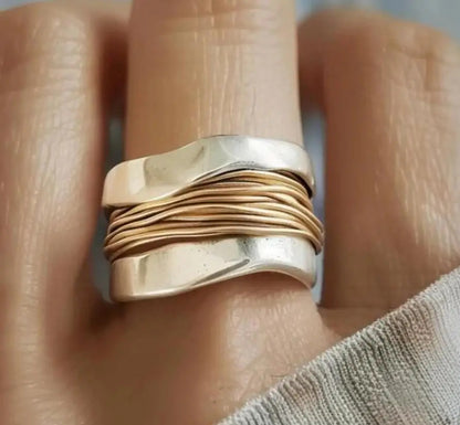 Two-Tone Minimalist Wide Band Ring