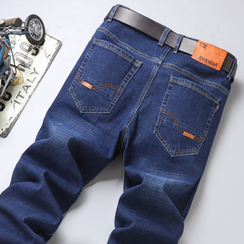 Mid-Waist Stretch Denim Trousers