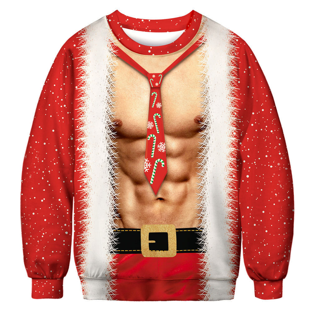 3D Digital Printing Christmas Round Neck Long Sleeve Sweatshirt