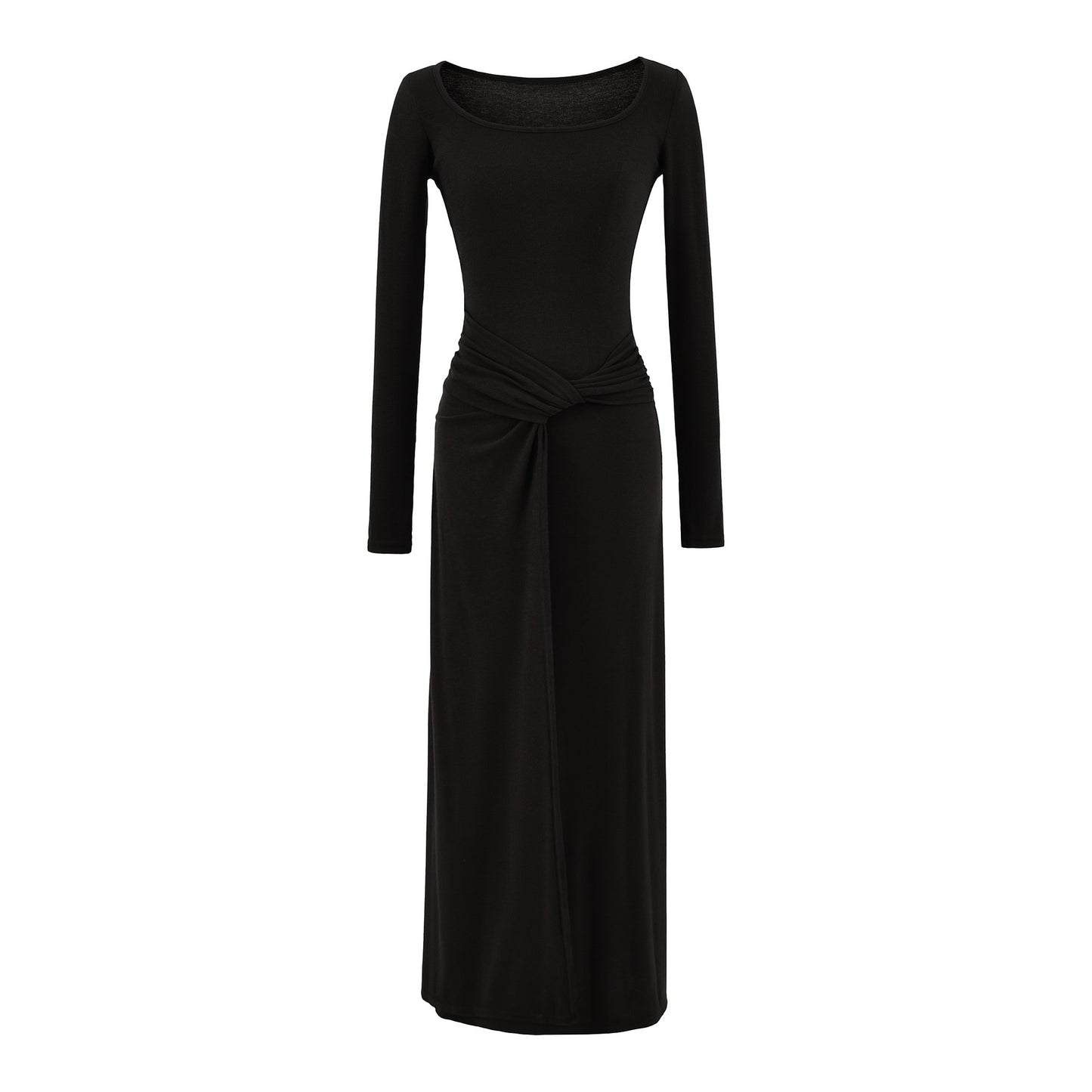 French Square Neck Twisted Waist Long Dress