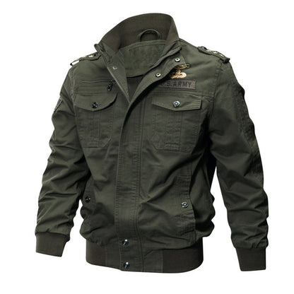 Autumn and Spring New Air Force One Pilot Jacket Men's Thin Washed Embroidered Workwear Denim Jacket Men