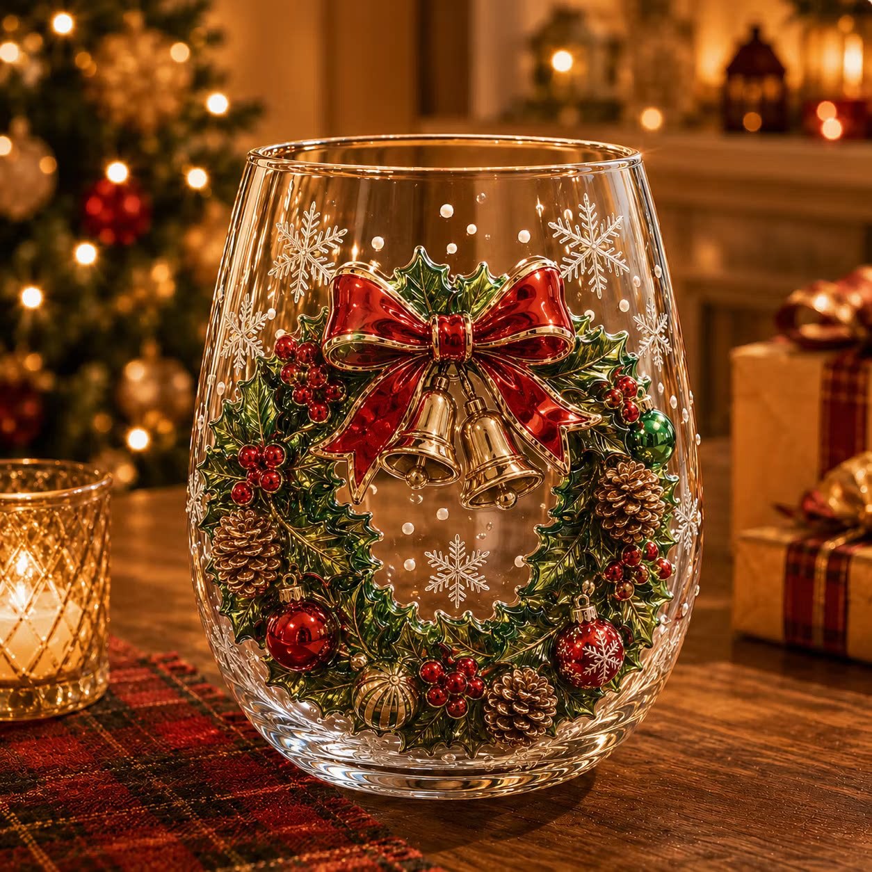 Christmas glass art cups glass cups egg cups