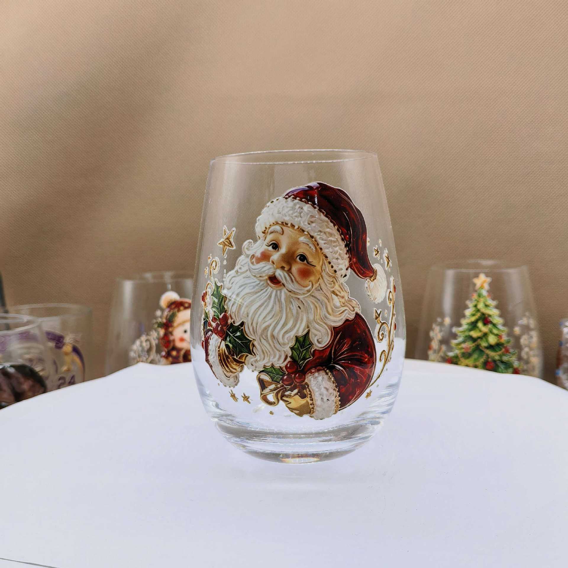 Christmas glass art cups glass cups egg cups