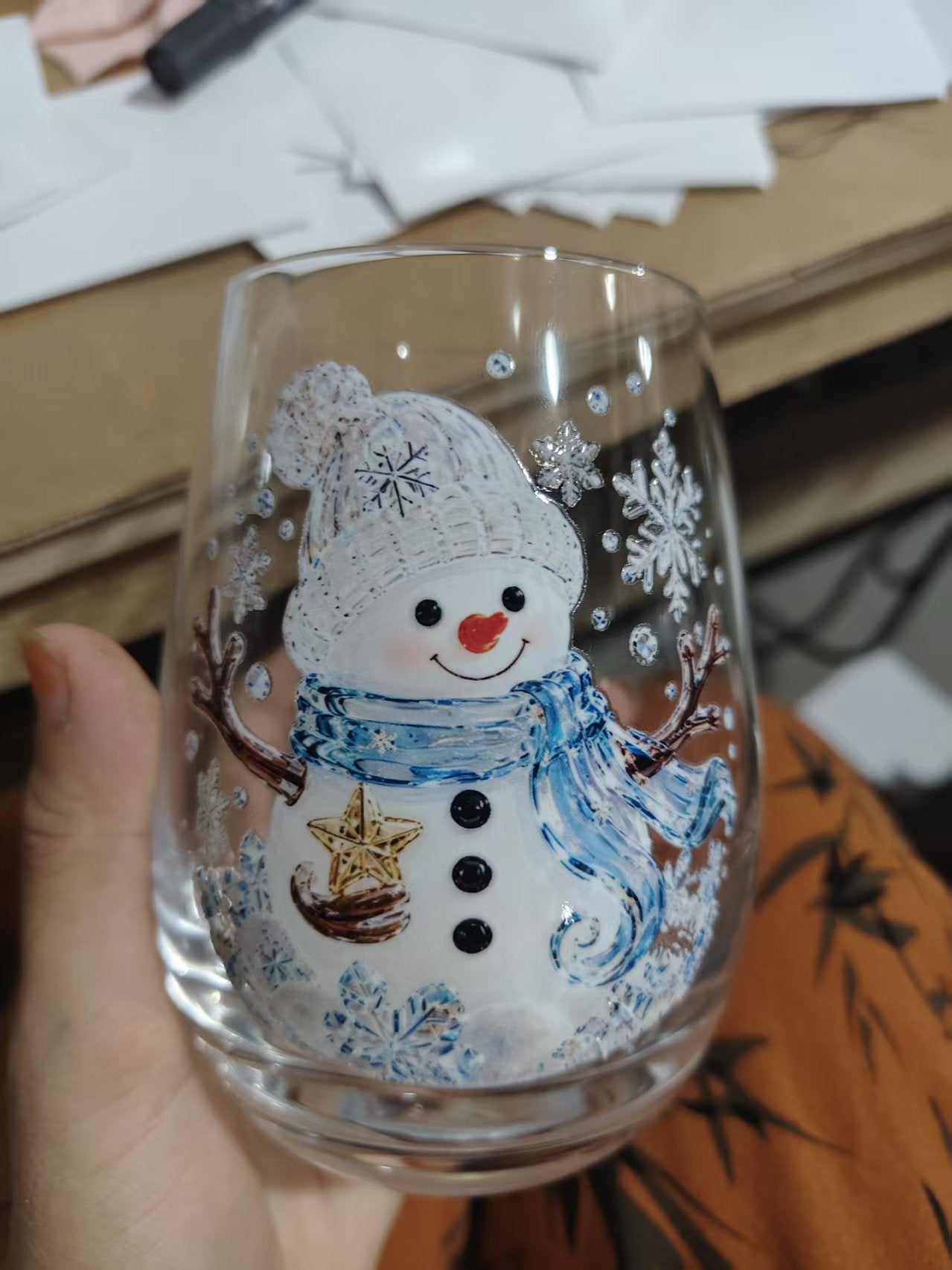 Christmas glass art cups glass cups egg cups