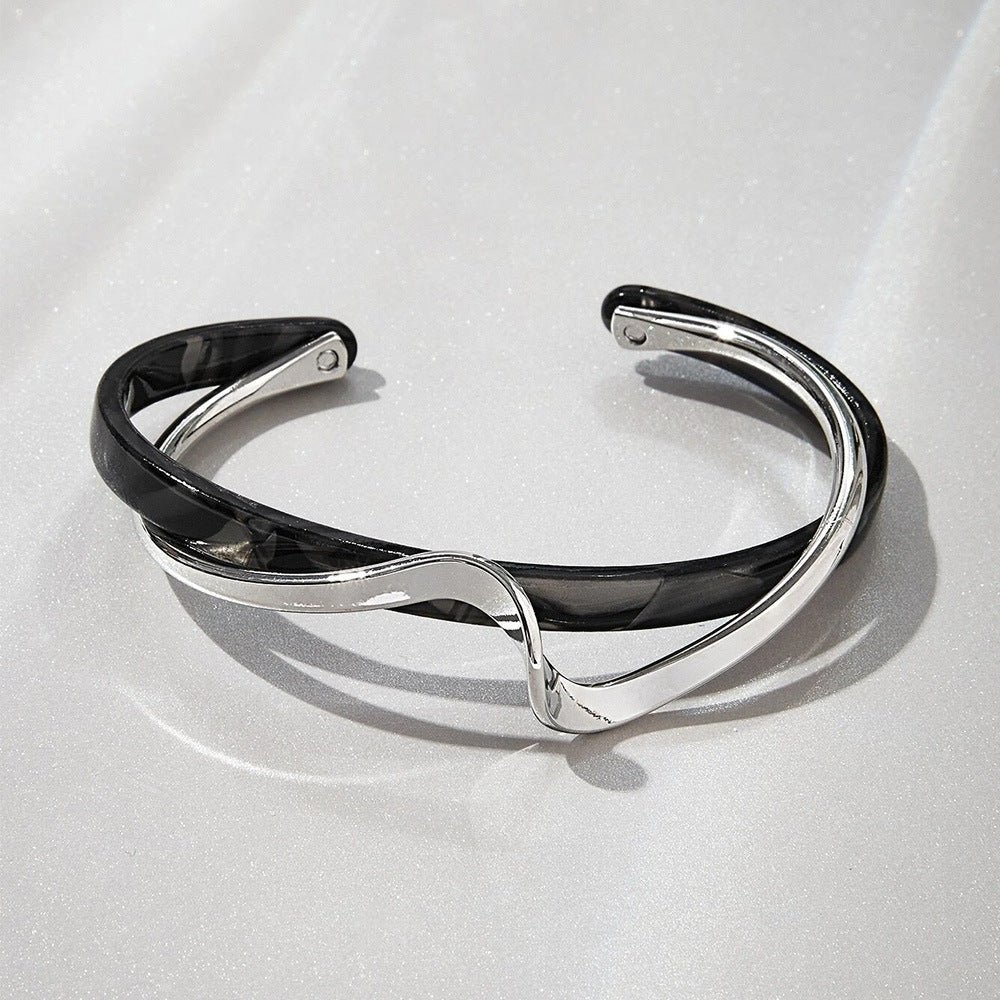 Eco-Friendly Imitation Mother-of-Pearl Open Alloy Bracelet