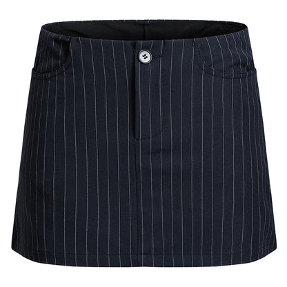 High Waist Double Slip Pocket Slim-fit Slim-fit Short A- line Skirt