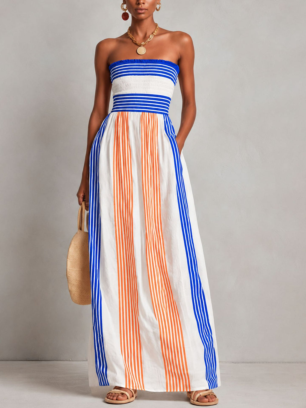 2026 New Striped Print Wrap Dress Long Skirt for Women