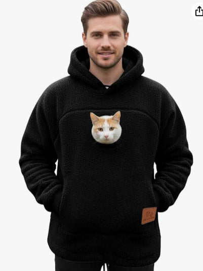Fleece Lined Hooded Sweatshirt Unisex Loose Fit