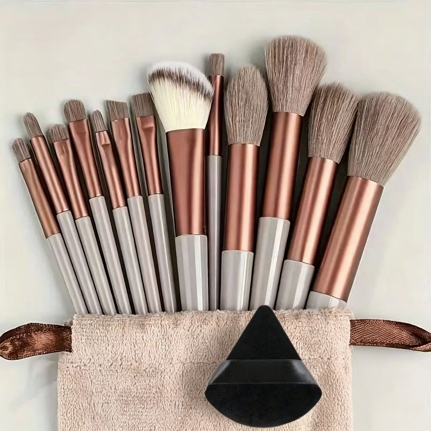 13-Piece Makeup Brush Set with Powder Puff and Sponge