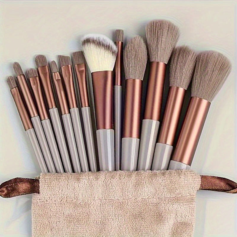13-Piece Makeup Brush Set with Powder Puff and Sponge