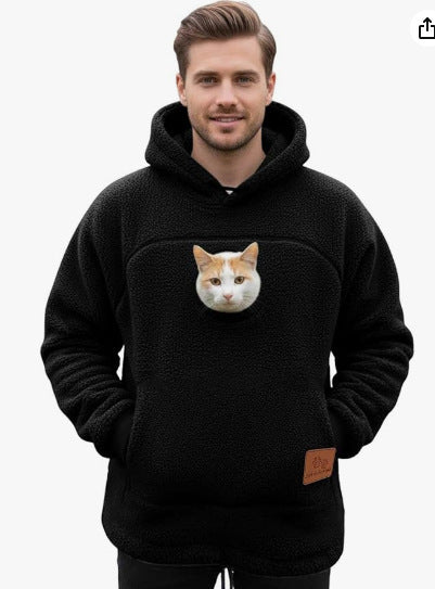 Fleece Lined Hooded Sweatshirt Unisex Loose Fit