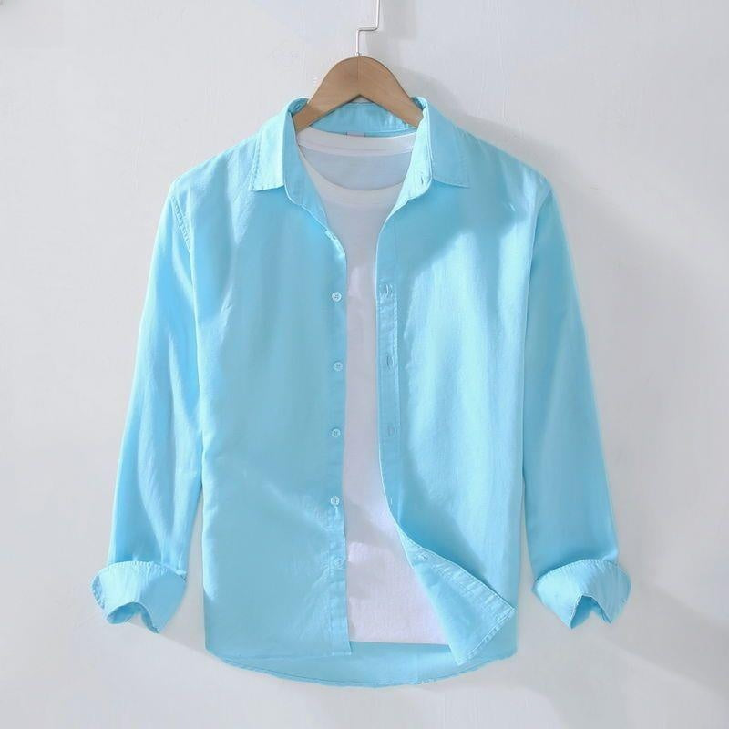 Mens Breathable Linen Cotton Shirt