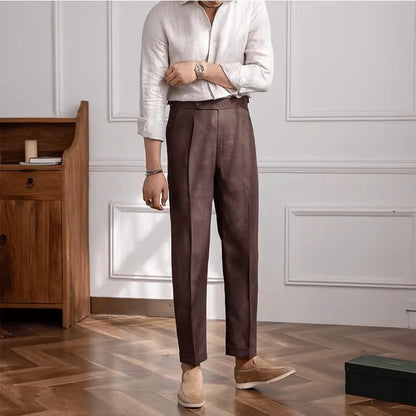 Linen straight-leg pants