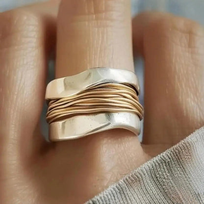 Two-Tone Minimalist Wide Band Ring