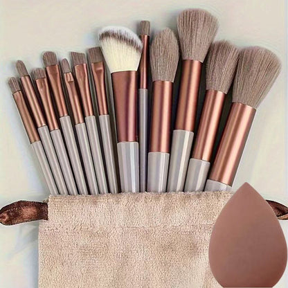13-Piece Makeup Brush Set with Powder Puff and Sponge
