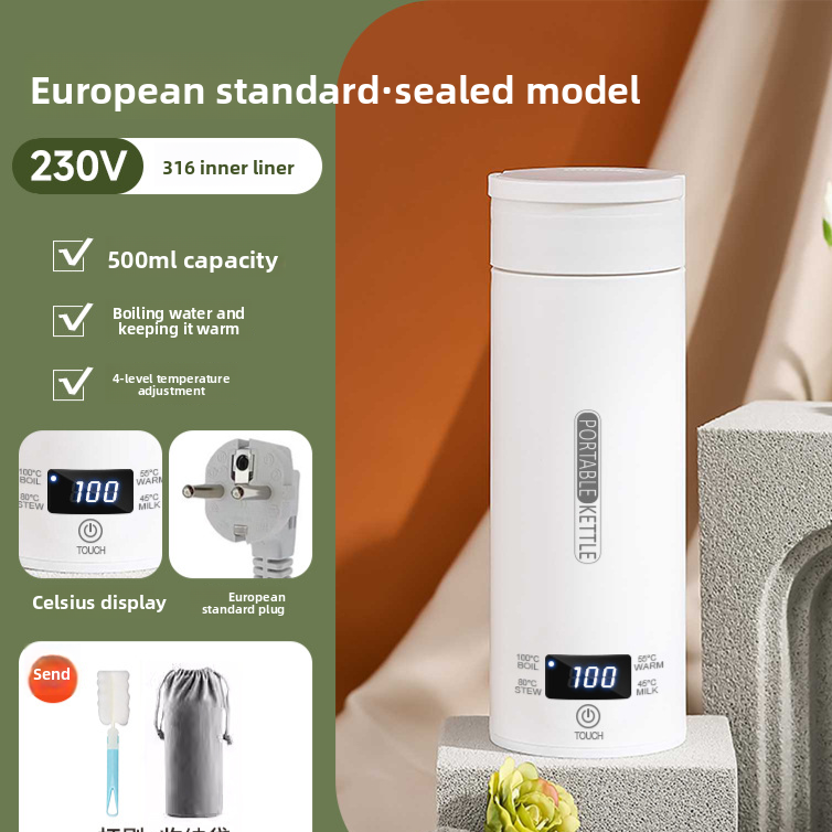 Portable Electric Water Cup with Safety Protection
