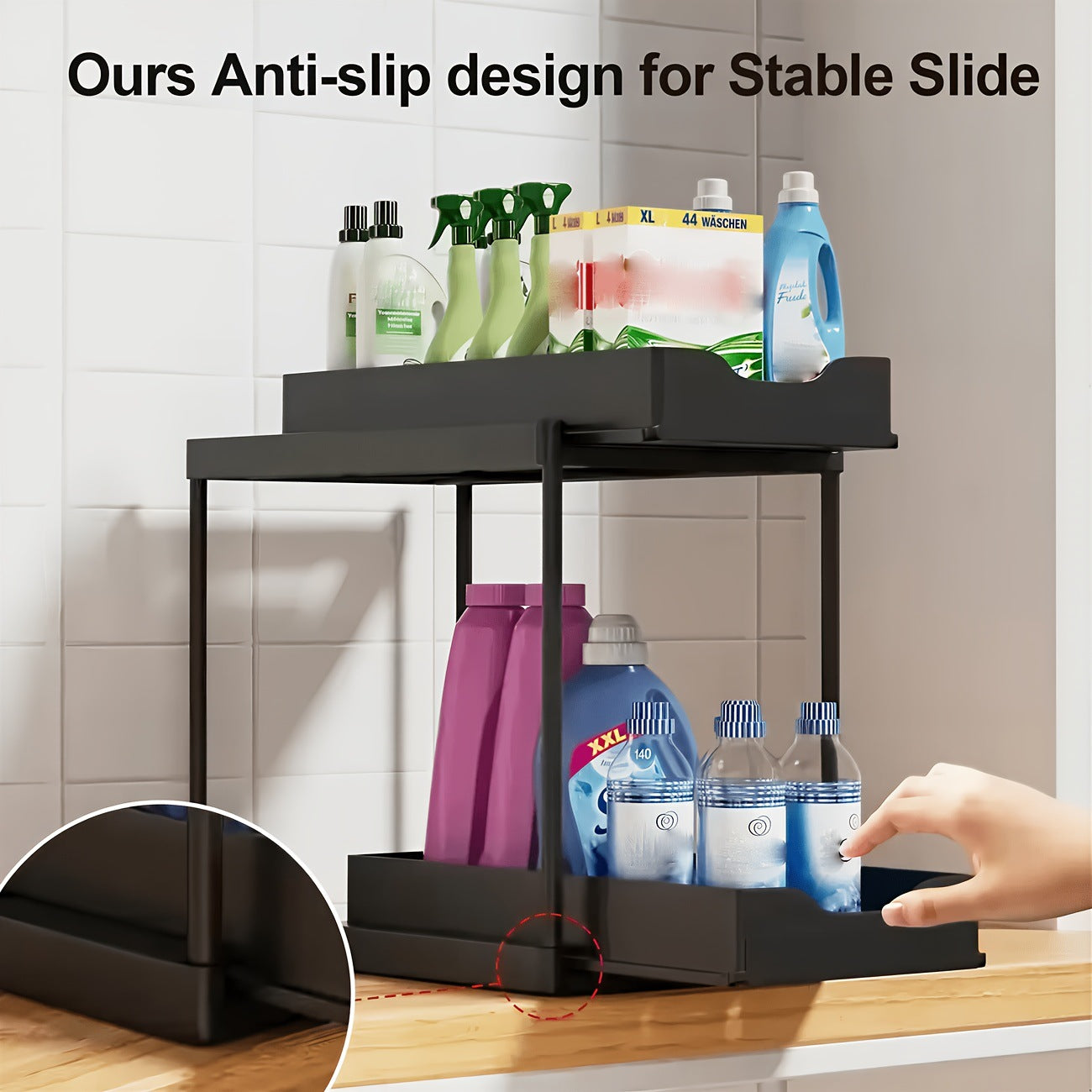 Double-Layer Pull-Out Kitchen Sink Storage Rack