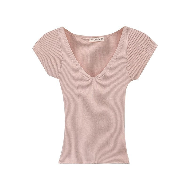 Womens V-Neck Knit Shirt