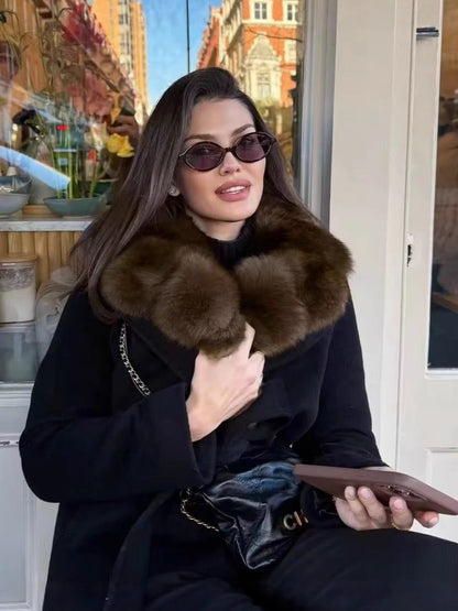 Womens Faux Fur Collar Coat