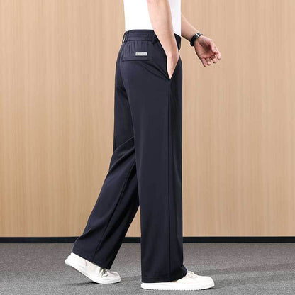 Men's Silk Blend Straight Leg Trousers