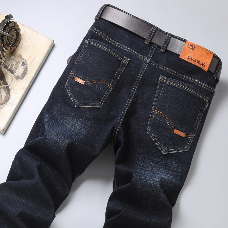 Mid-Waist Stretch Denim Trousers