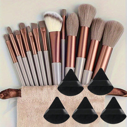 13-Piece Makeup Brush Set with Powder Puff and Sponge