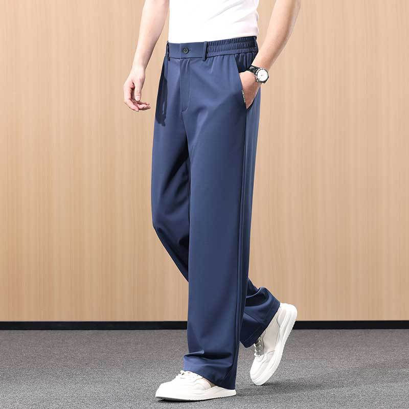 Men's Silk Blend Straight Leg Trousers