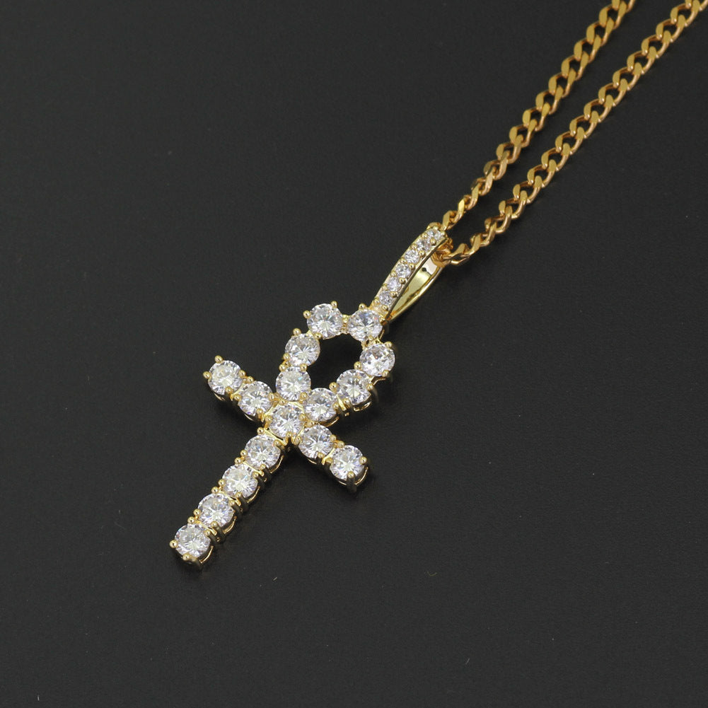 Men's zirconium cross pendant necklace