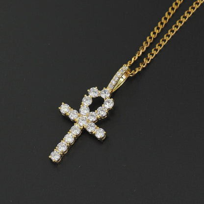 Men's zirconium cross pendant necklace