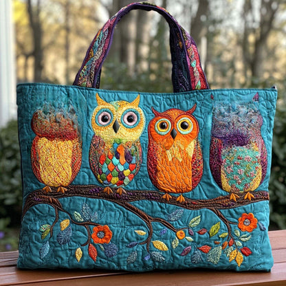 Handmade Embroidered Quilted Tote Bag with Jungle Animal and Book Patterns
