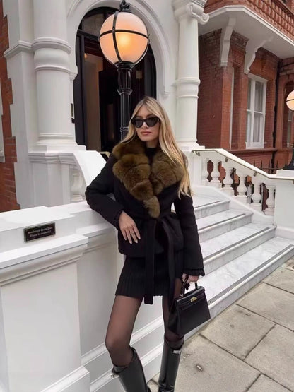 Womens Faux Fur Collar Coat