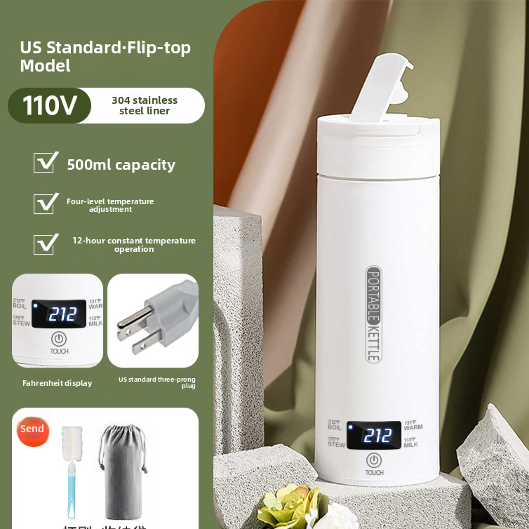 Portable Electric Water Cup with Safety Protection