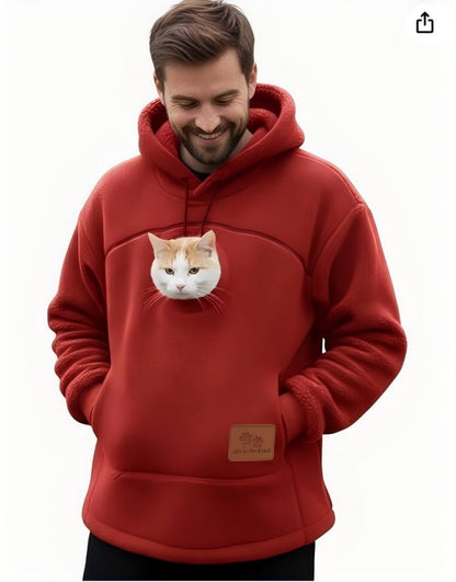 Fleece Lined Hooded Sweatshirt Unisex Loose Fit