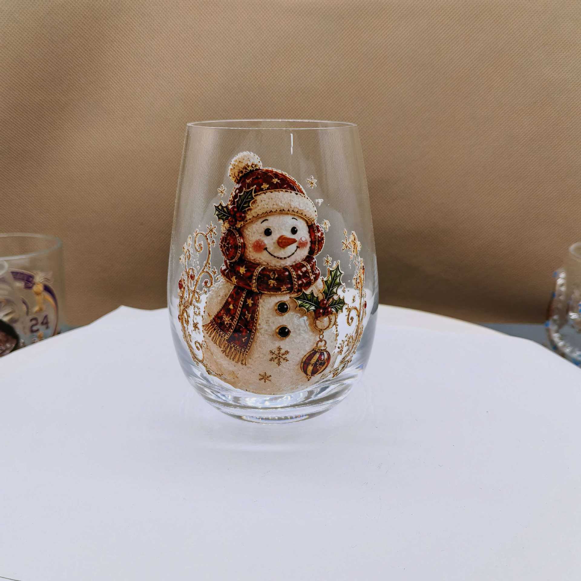 Christmas glass art cups glass cups egg cups