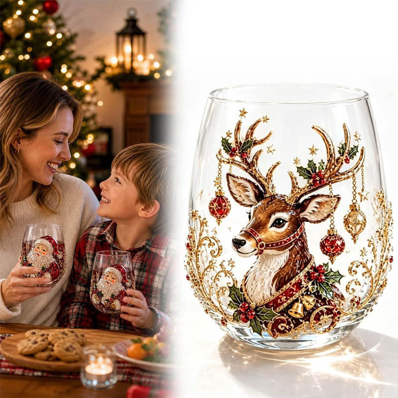 Christmas glass art cups glass cups egg cups