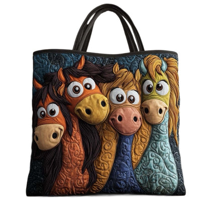 Handmade Embroidered Quilted Tote Bag with Jungle Animal and Book Patterns