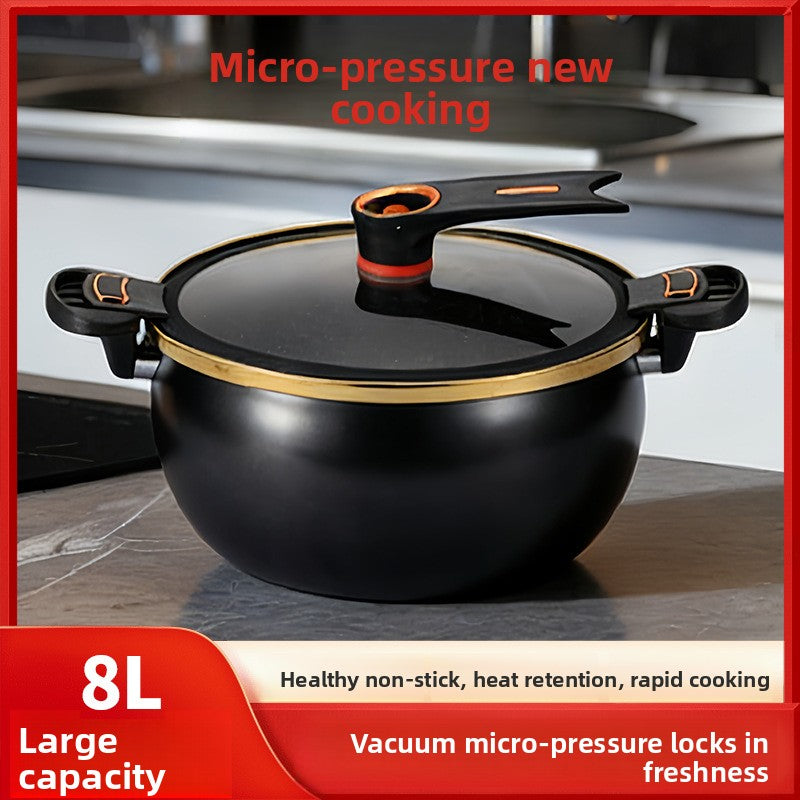 8L Enamel Micro-Pressure Soup Pot Double-Handle Stew Pot